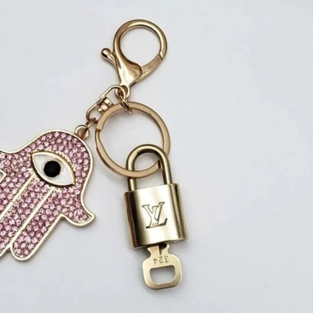 LV Gold Padlock & Key 🔒 Authentic Louis Vuitton Bag Unbranded Evil Eye Charm